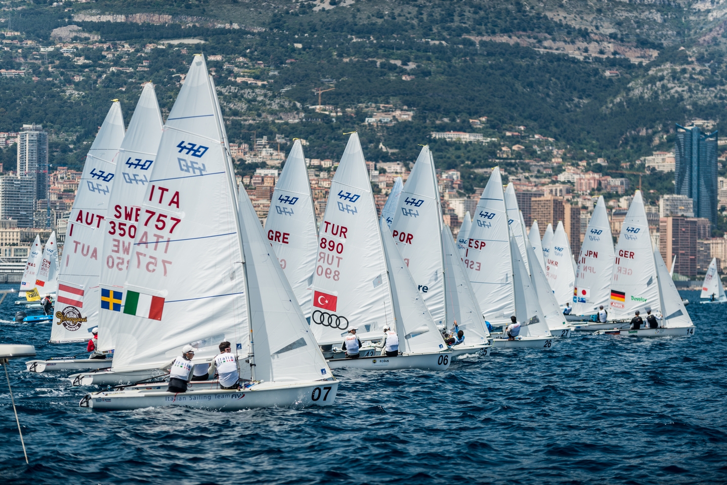 Kicks off for the 470, the two-person Olympic dinghy for men and women. Barely has round 3 of the Sailing World Cup ended in Hyères, France and teams are heading for the Principality, some keen to consolidate their results and others determined to shuffle the pack. The provisional entry list features 90 teams representing 25 nations, and fourteen of these teams competed at the Rio 2016 Olympics.
