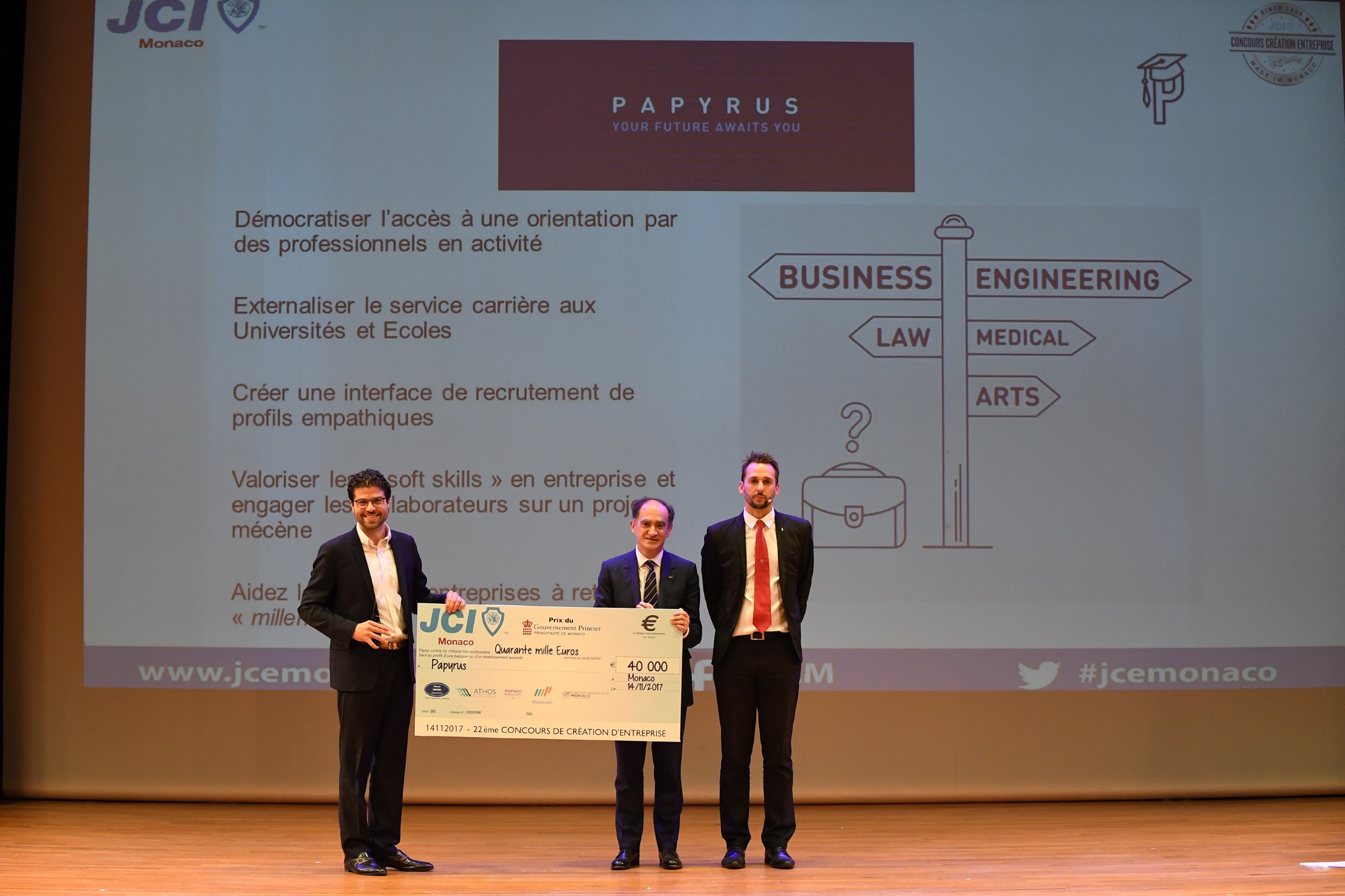 22ème Concours de Création d’Entreprise : Prix du Gouvernement Princier à Robert Boisbouvier, pour son entreprise PAPYRUS